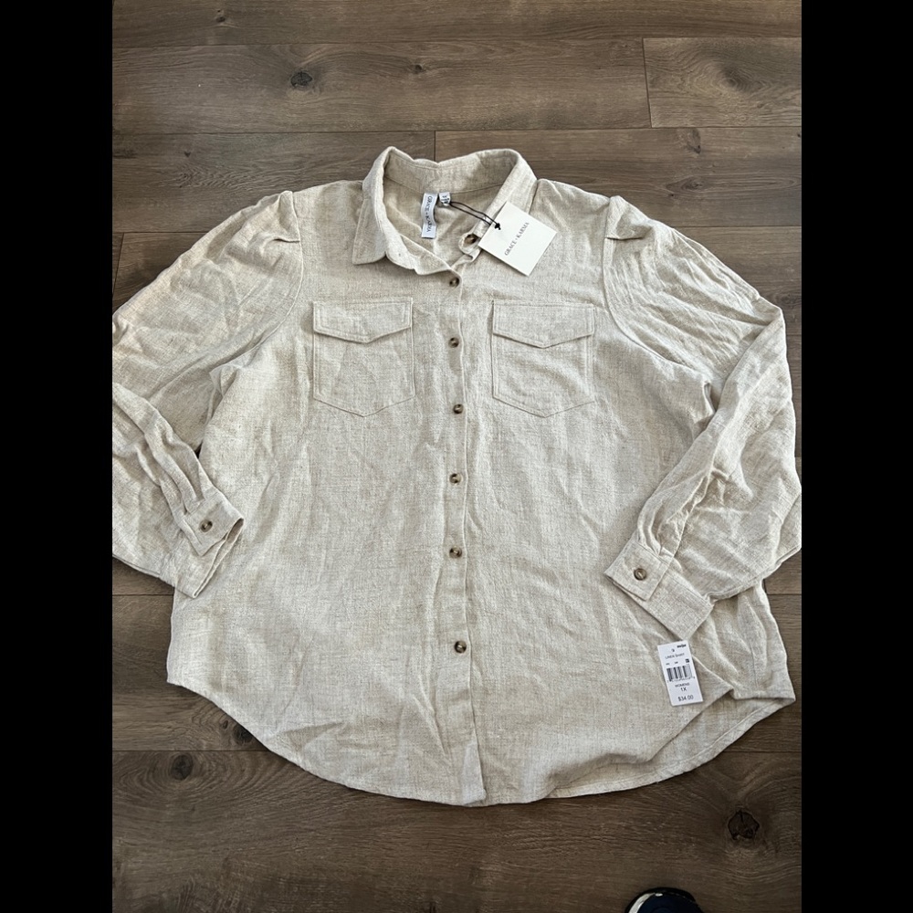 Grace & Karma Linen Shirt Size 1X New